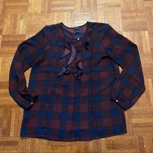 Ann Taylor navy/maroon button up